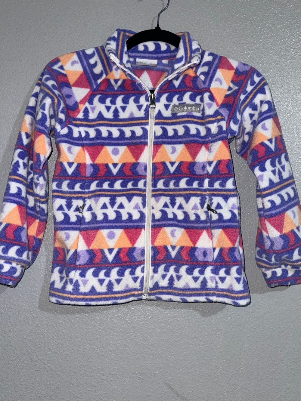Columbia Purple Orange Pink Patterned Fleece Jacket